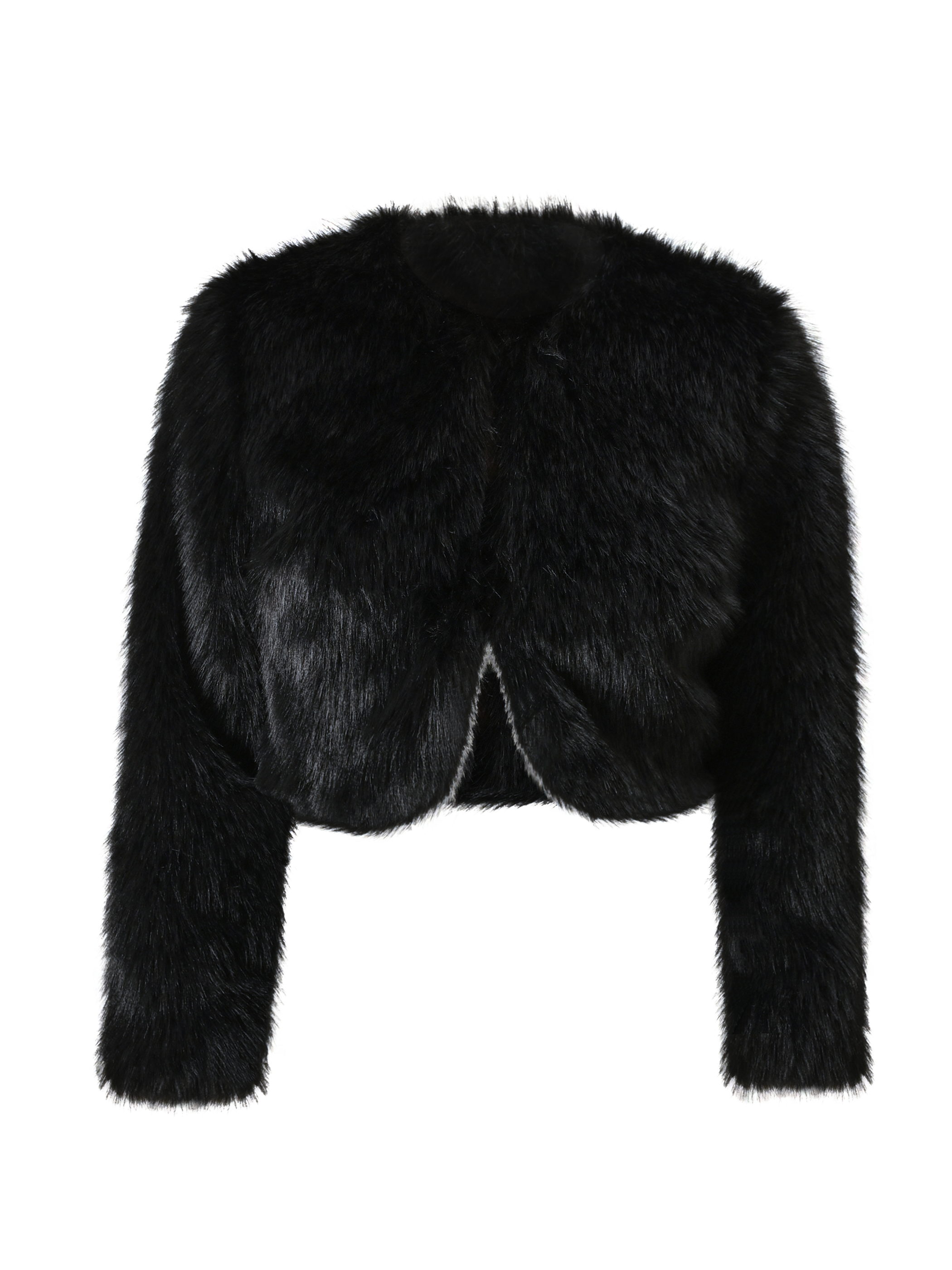 Short Black Faux Fur Jacket | Rinascimento