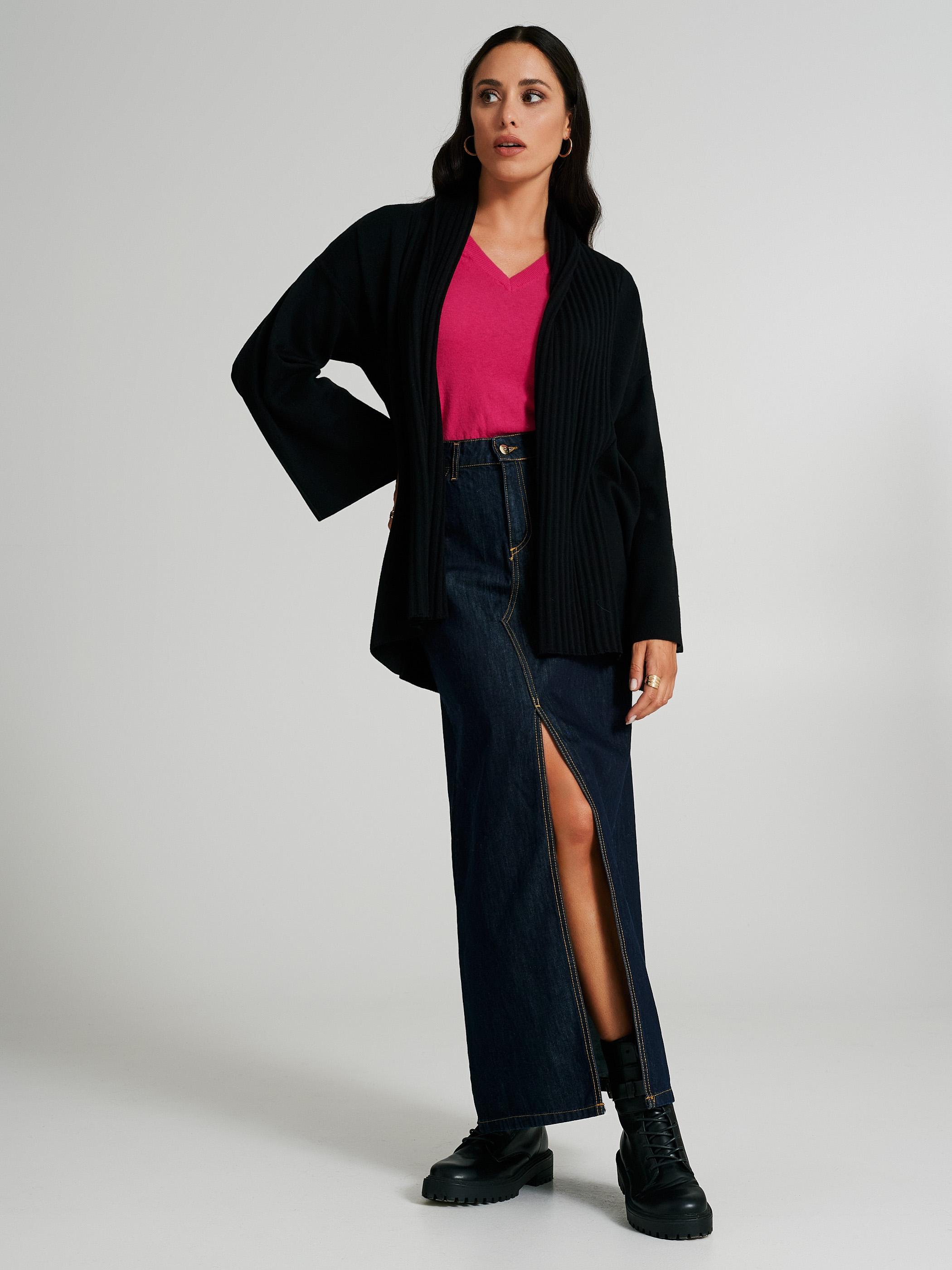Ribbed sales open cardigan