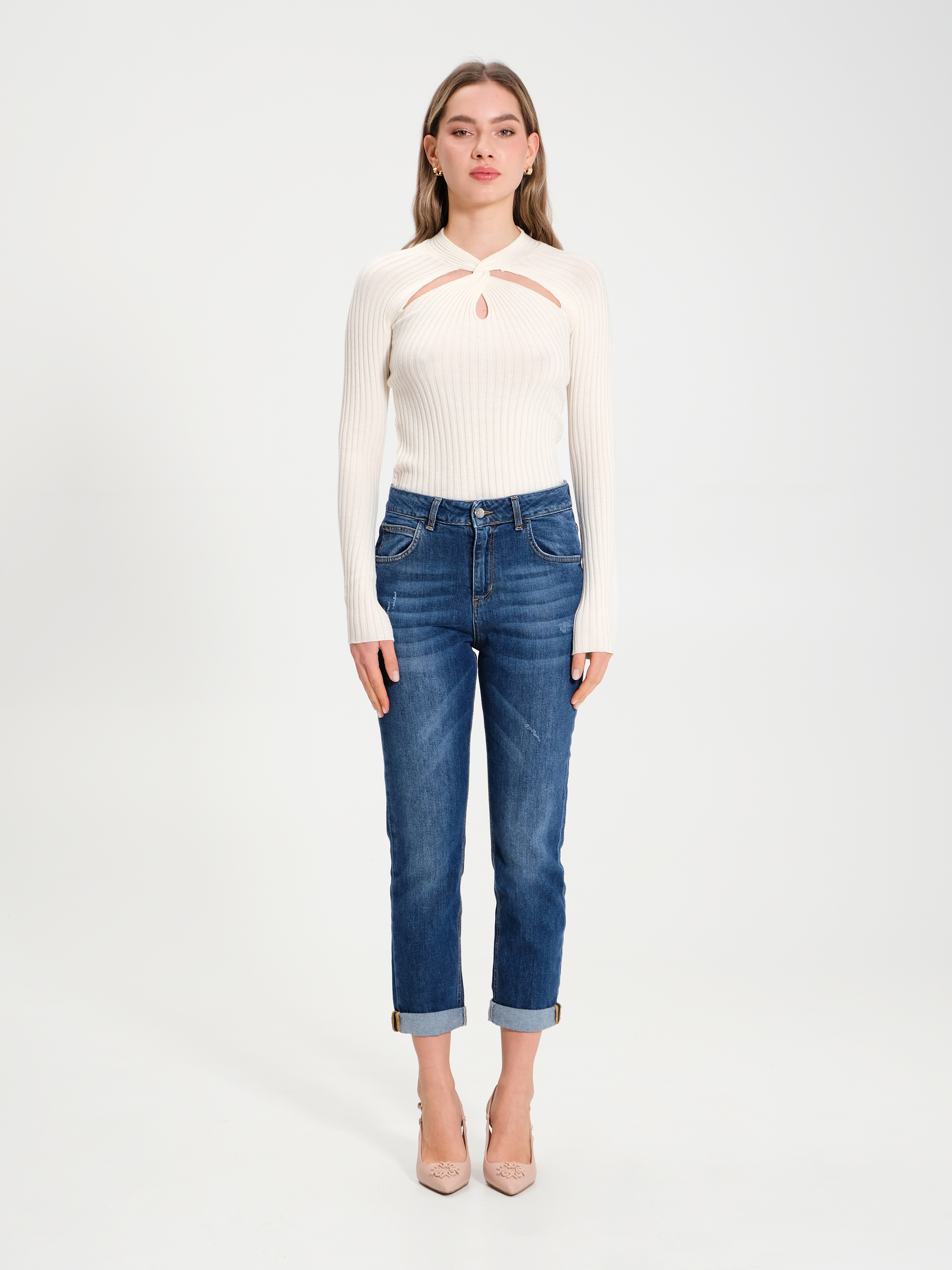 Knotted cut out sweater online