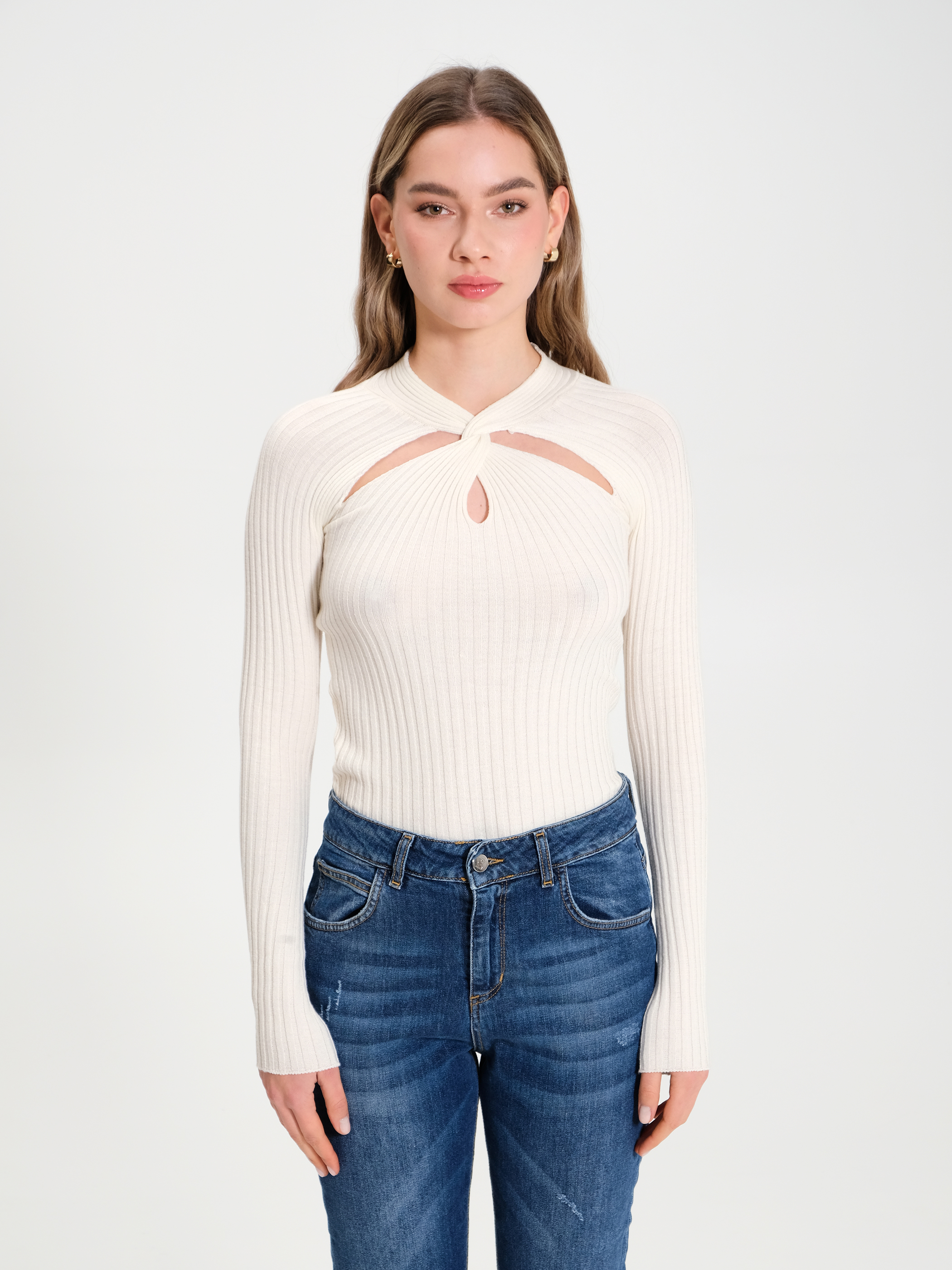 White cut on sale out jumper