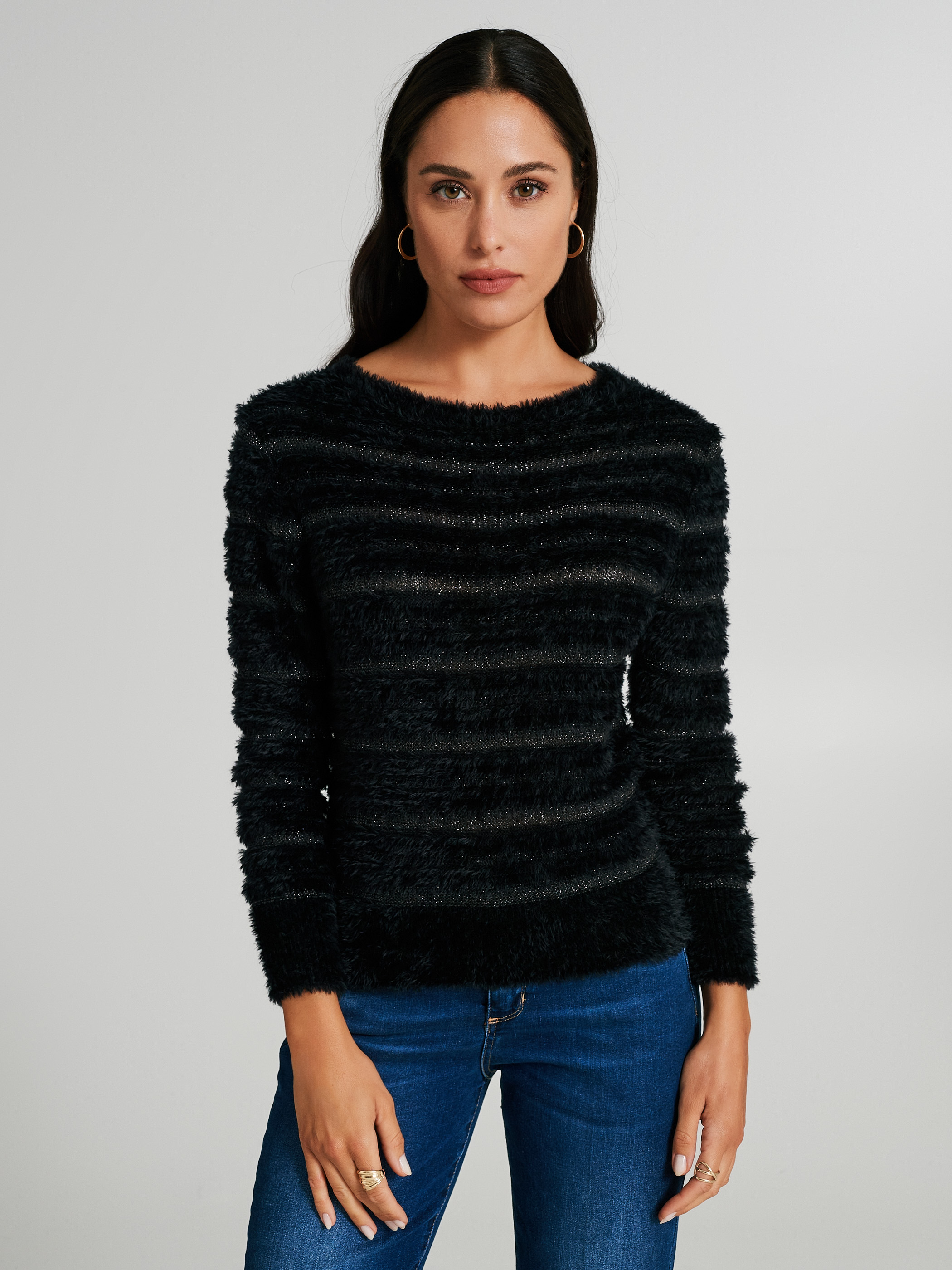 Maglione girocollo effetto peluche