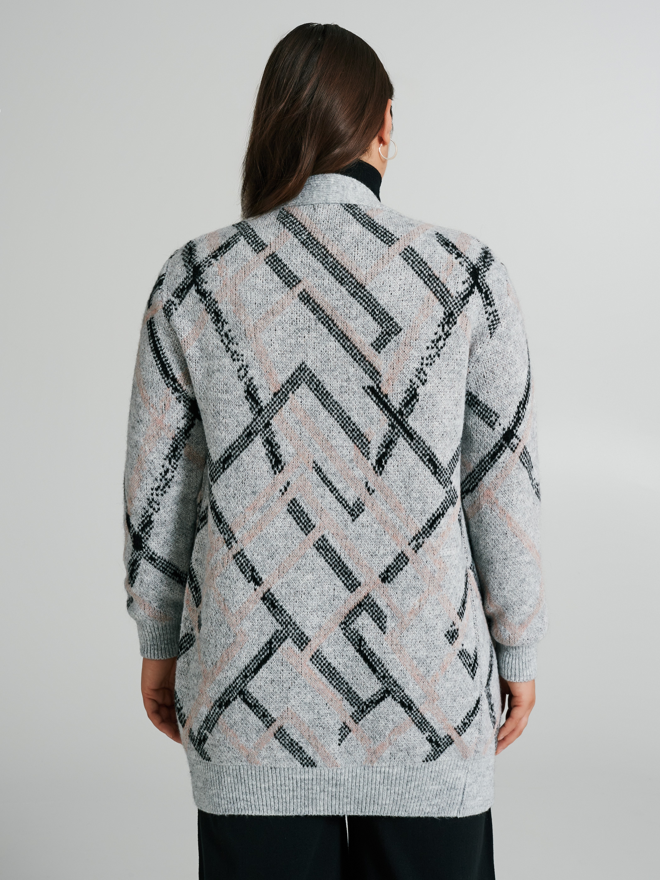 Curvy jacquard knit cardigan