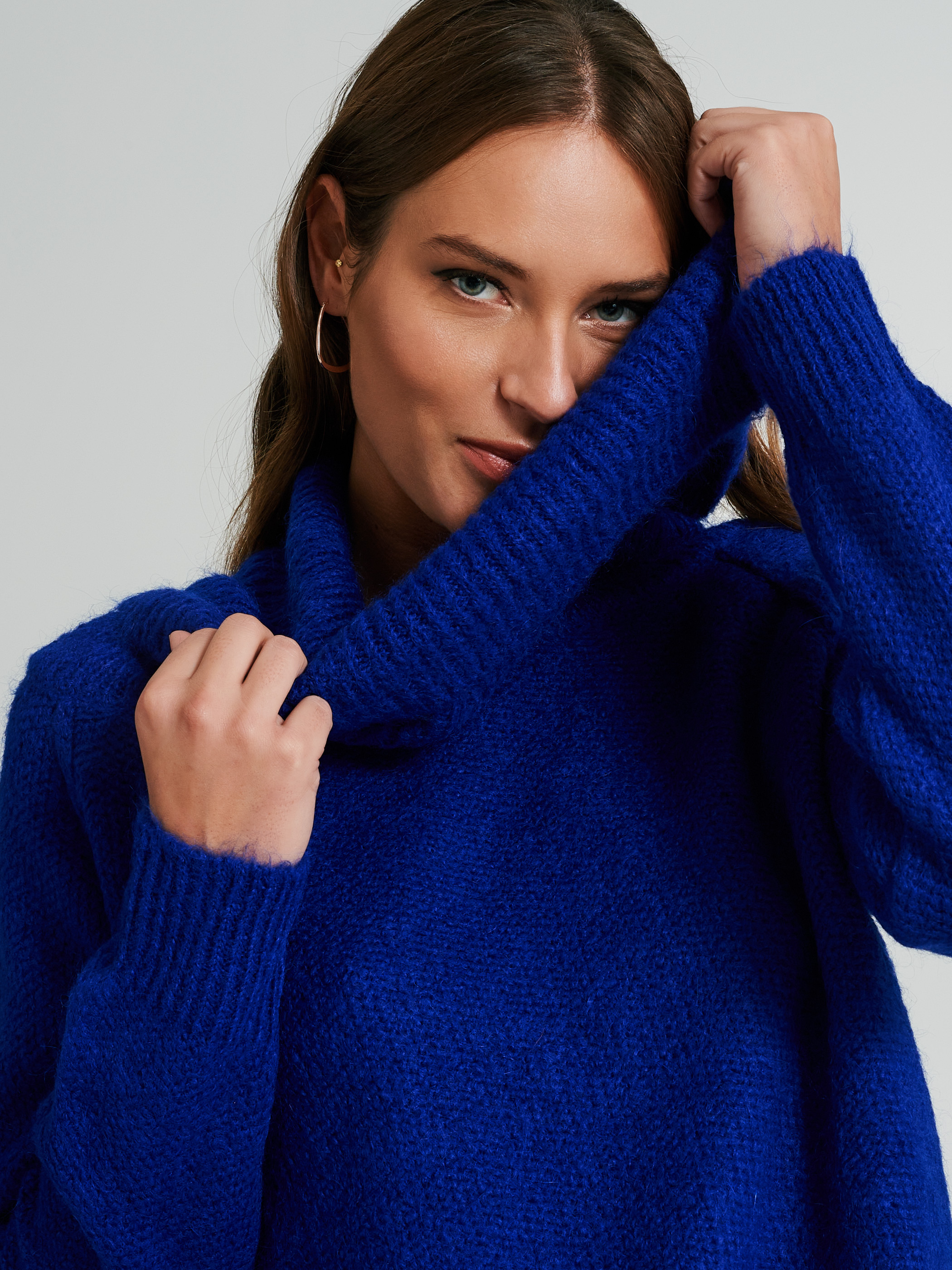 Blue bardot jumper top