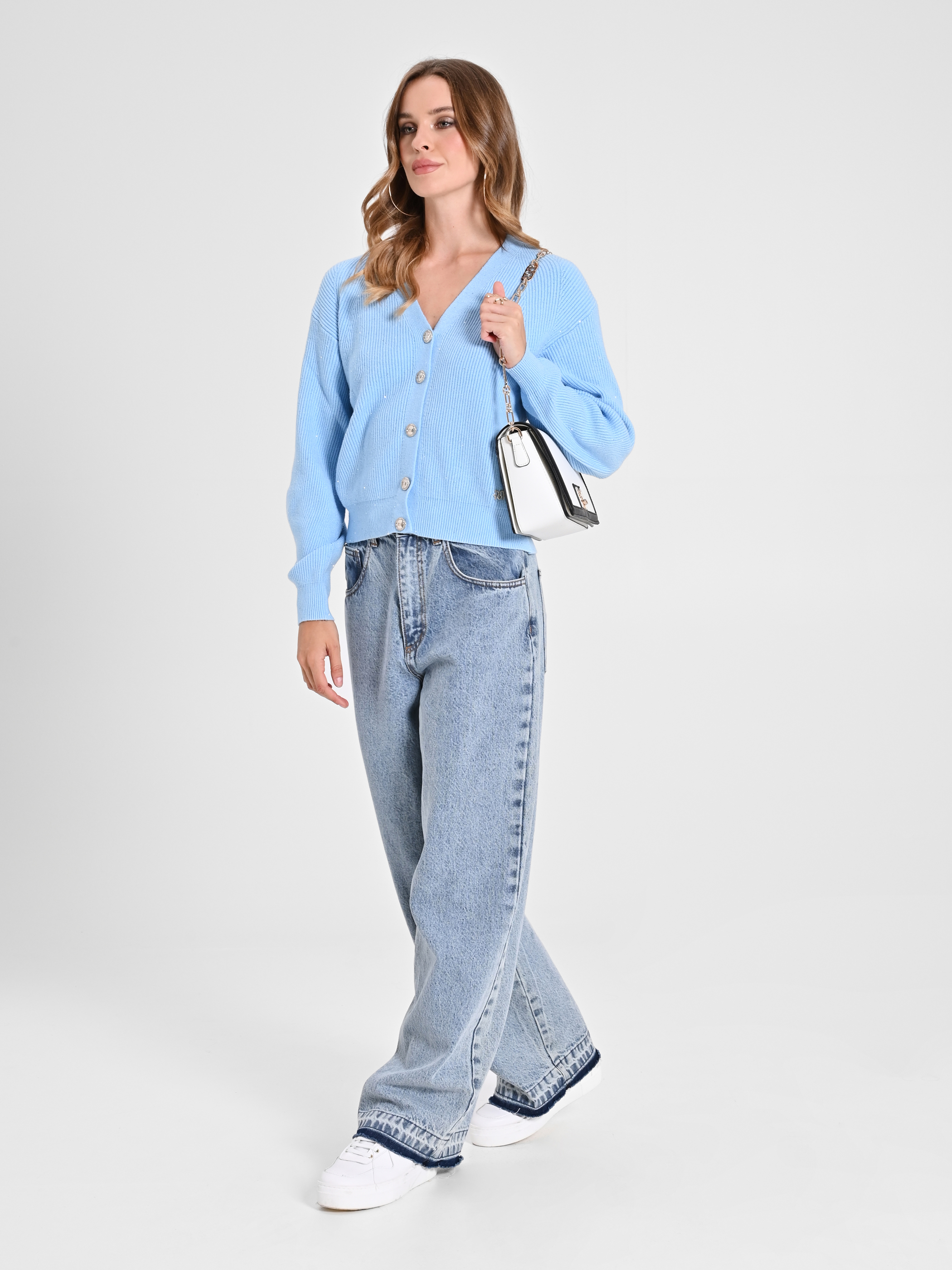 Light blue cardigan sale