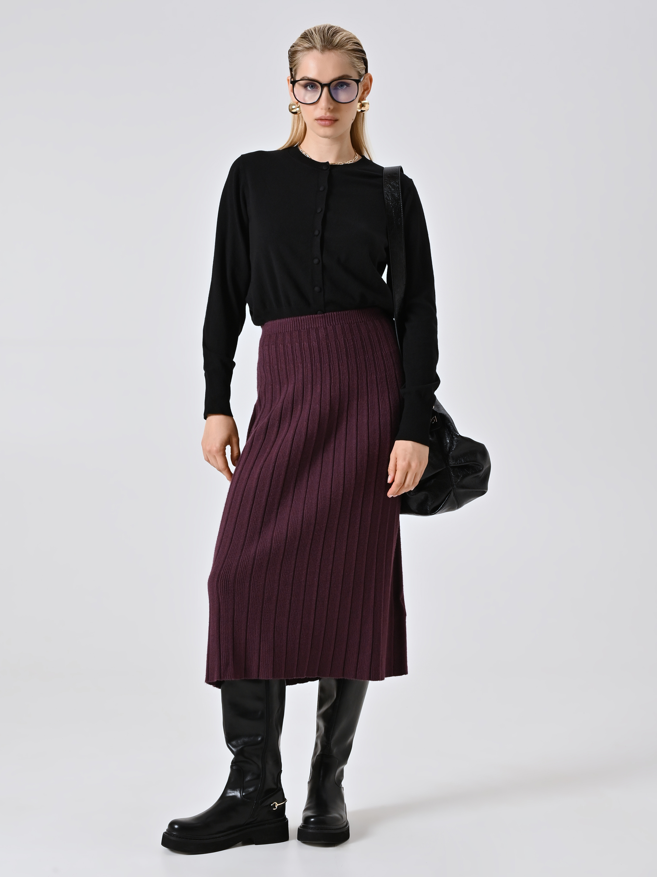 【BNFROM】From knit skirt Knit midi skirt with studs White for Women | Maje