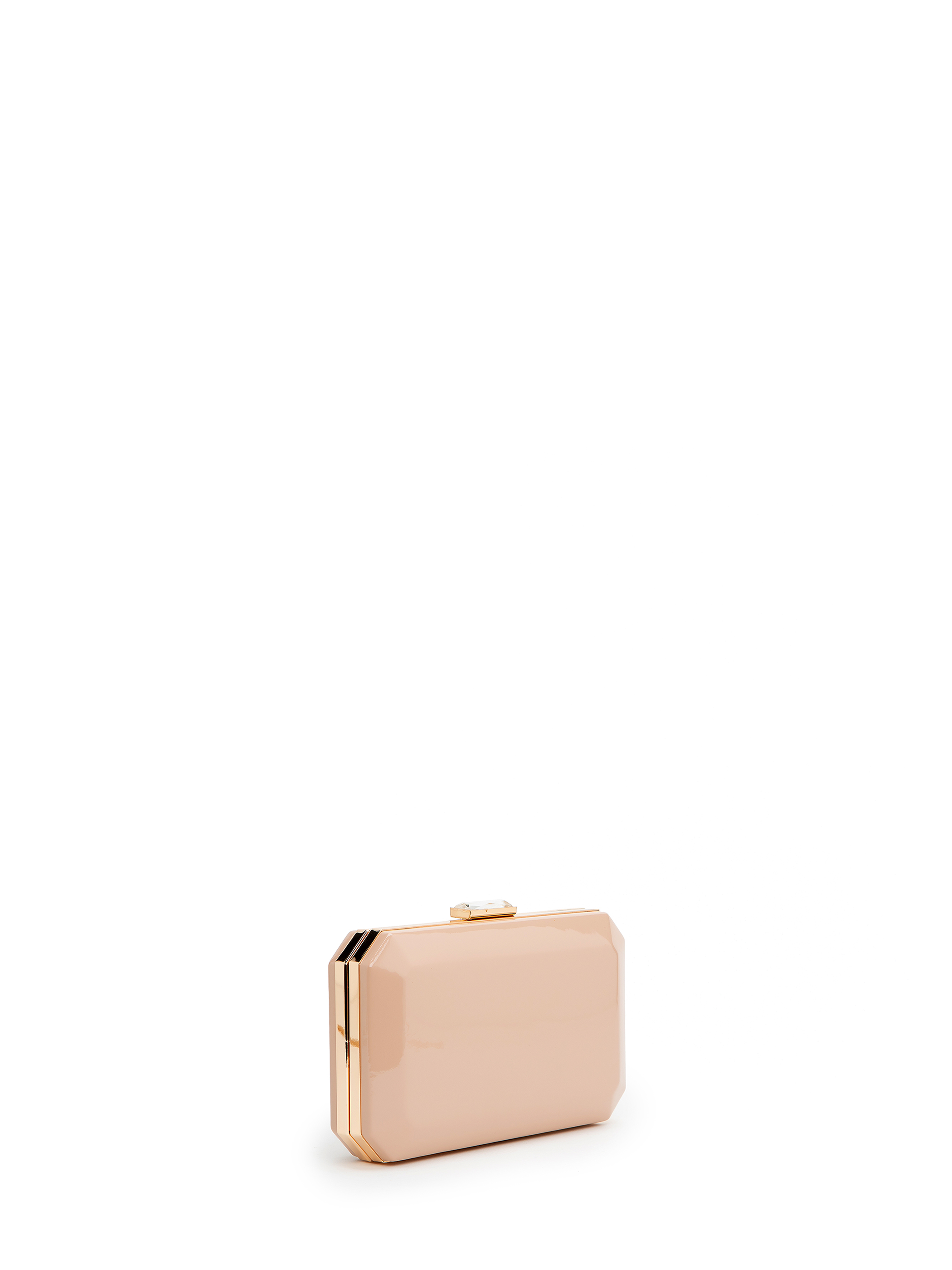 Beige patent leather clutch