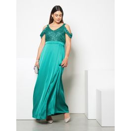 Abito Lungo Curvy Paillettes Raso Rinascimento