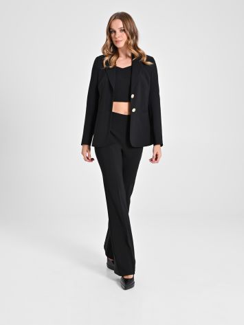 Pantaloni Mid Flared in Tessuto Tecnico  REWI 1.401.999-B/CT PAN ZAMPA B001 Rinascimento