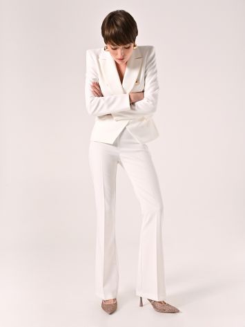 Pantaloni Mid Flared in Tessuto Tecnico Bianco  Rinascimento