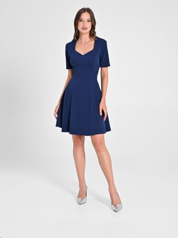Abito a Ruota in Satin Blu Rinascimento