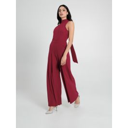 Burgundy Jumpsuit with Stitched Pleats Rinascimento