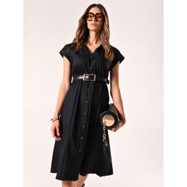 アトリエダンタン　Kobell Cotton Dress ブラック　Free Organic Cotton Lofty Gauze Tiered Dress | EILEEN FISHER