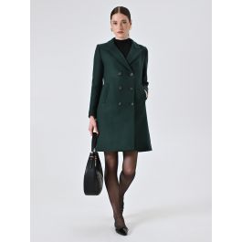 Green Double-Breasted Coat with Peak Lapels | Rinascimento