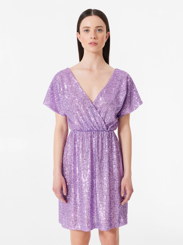 Dress with lilac sequins | Lilac | Women | Rinascimento