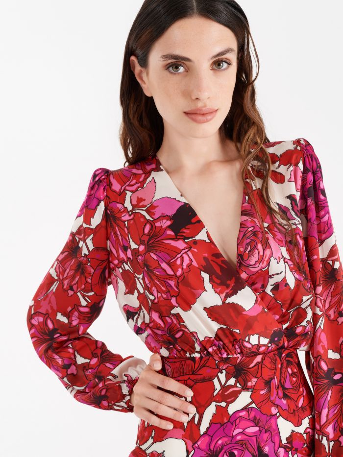 satin dress floral
