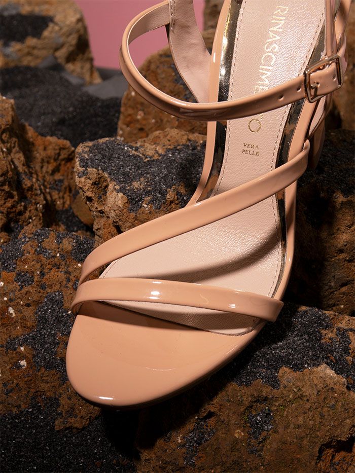 Beige Patent Leather Sandals  in_i4