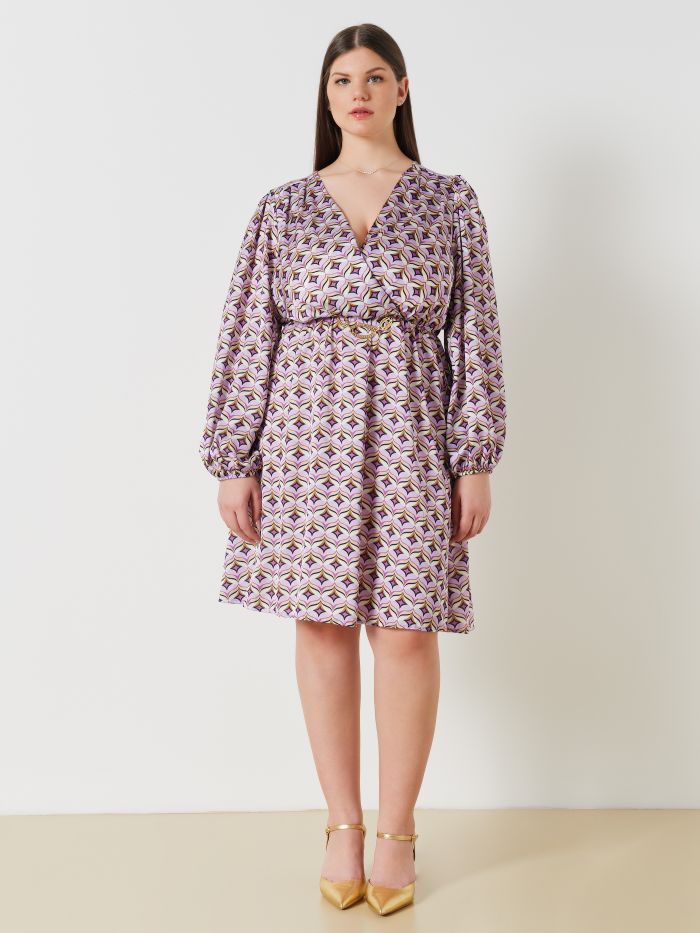 Robe curvy en satin imprimé géométrique  Rinascimento
