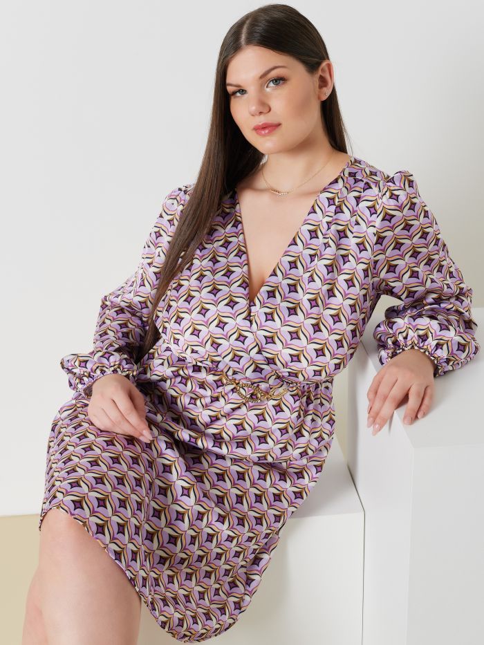 Robe curvy en satin imprimé géométrique  Rinascimento
