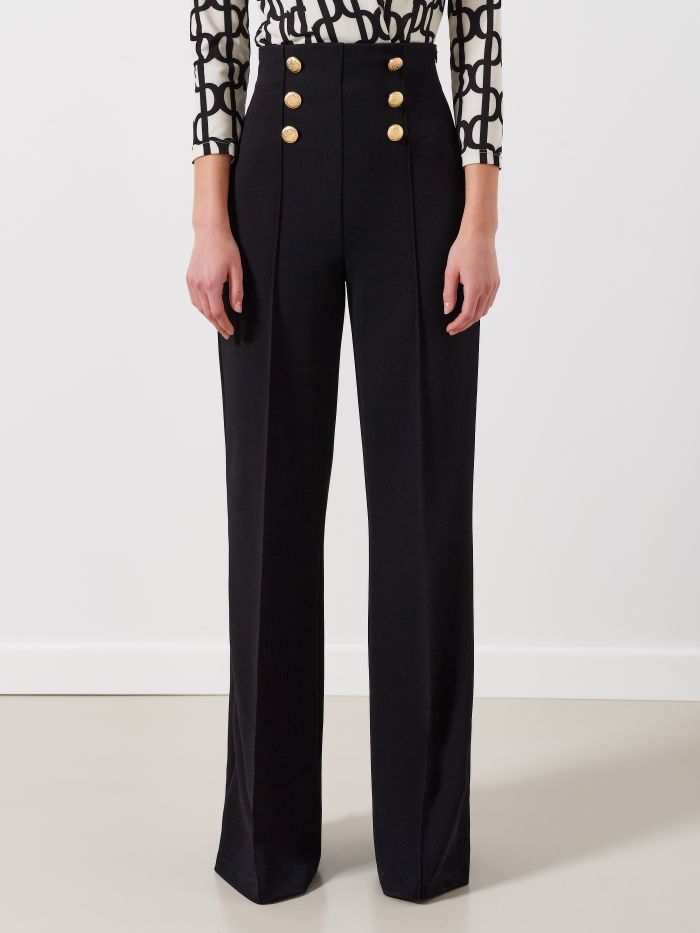 High Waist Trousers with Jewel Buttons  Rinascimento