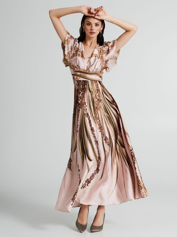 Floral print dress in satin   Rinascimento