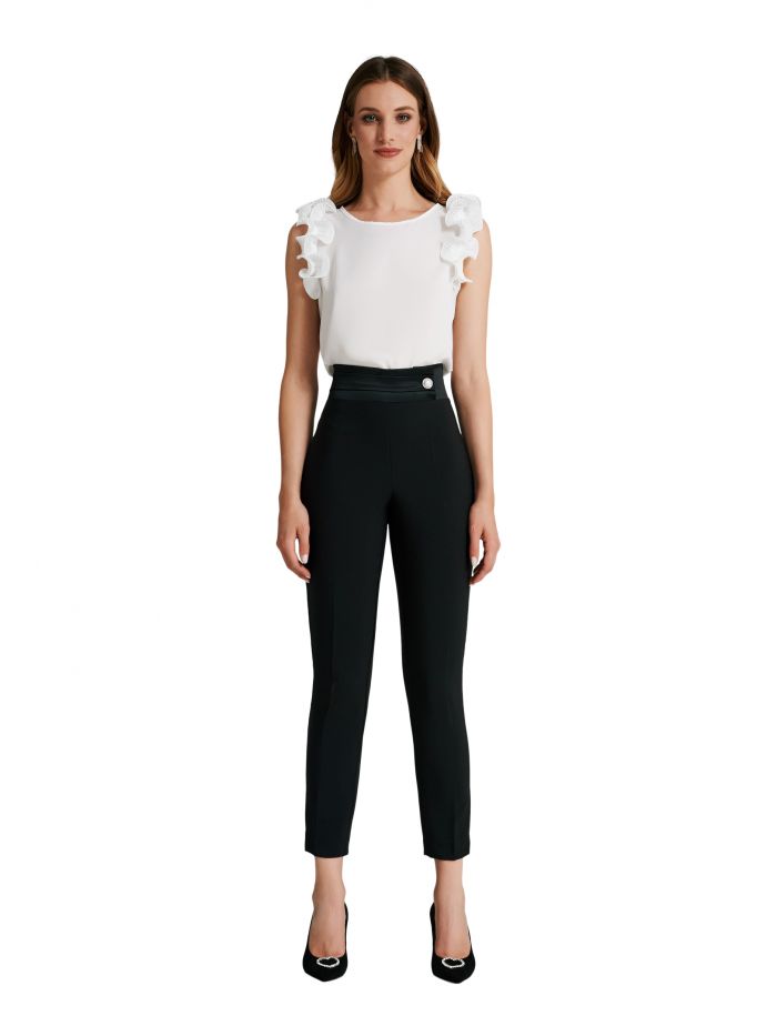 Bi-stretch smock stitch trousers.  Rinascimento