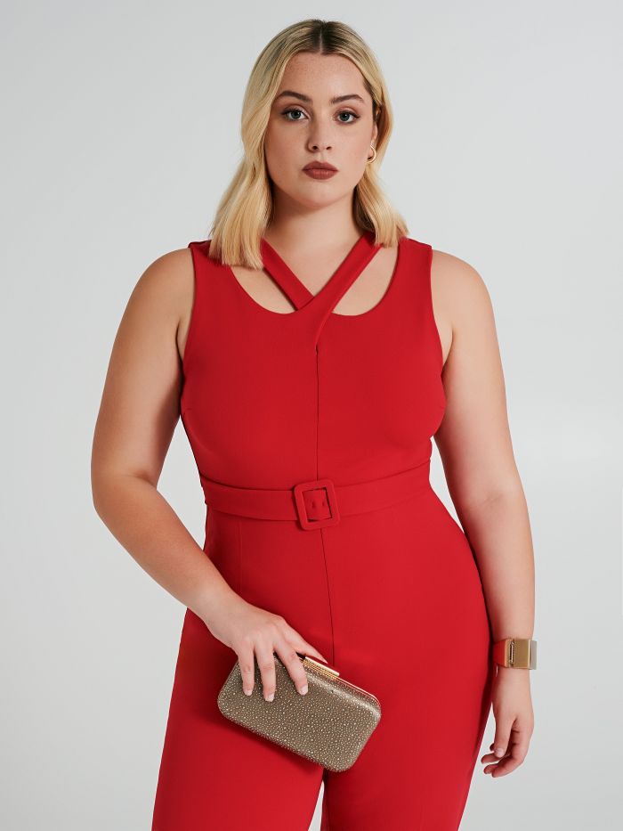 Curvy jumpsuit with double cut-out detail  Rinascimento