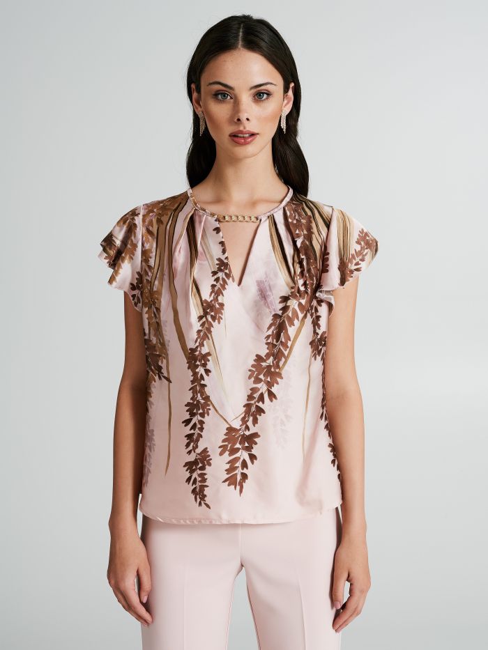 Floral print blouse with chain  Rinascimento