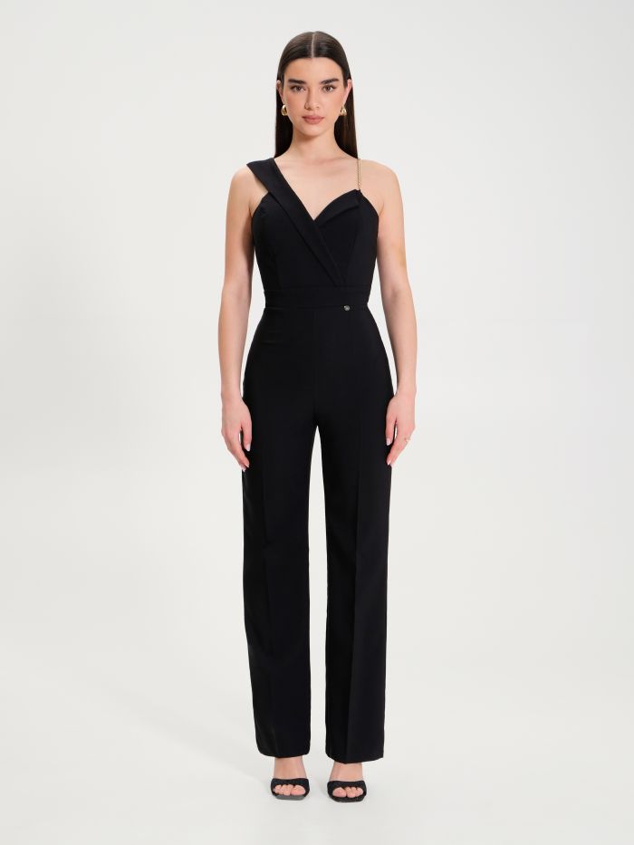 One-shoulder jumpsuit with chain   Rinascimento