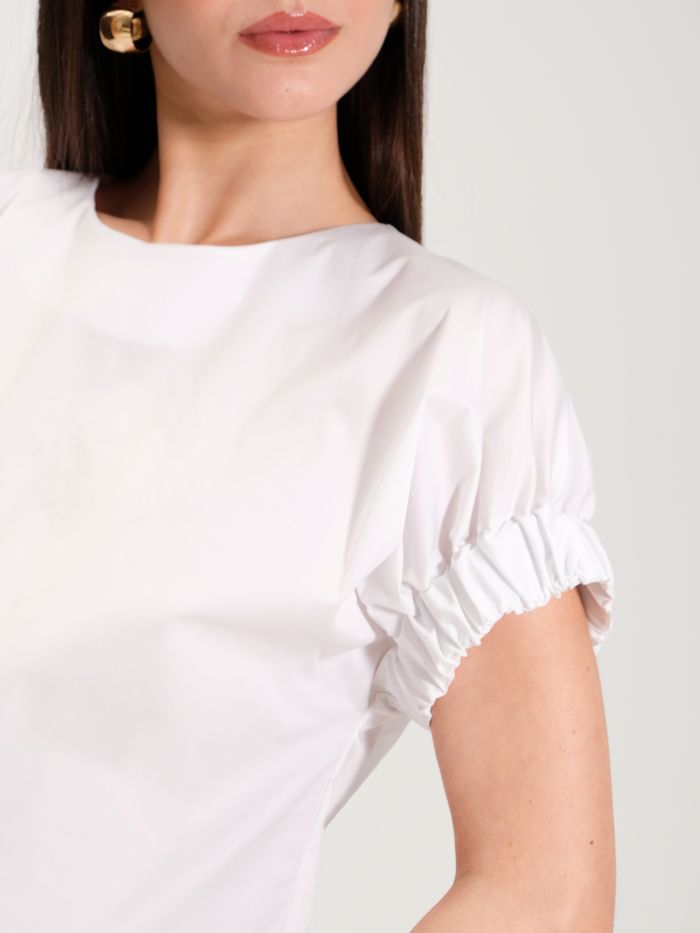 Bluse mit Gummi aus Baumwolle in Weiß  Rinascimento