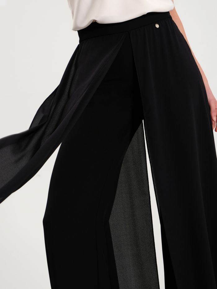 Black Trousers with Georgette Panels   Rinascimento
