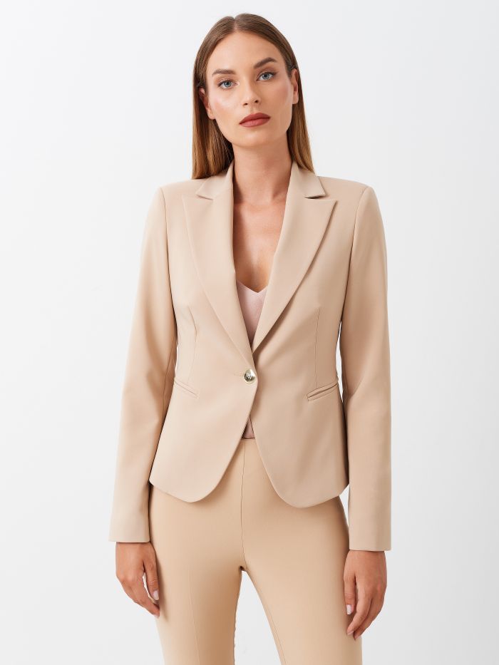 Jacket with One-Button Closure in Technical Fabric REWI 783S.999-B/CT GIA 1 BOTTONE B101 Rinascimento