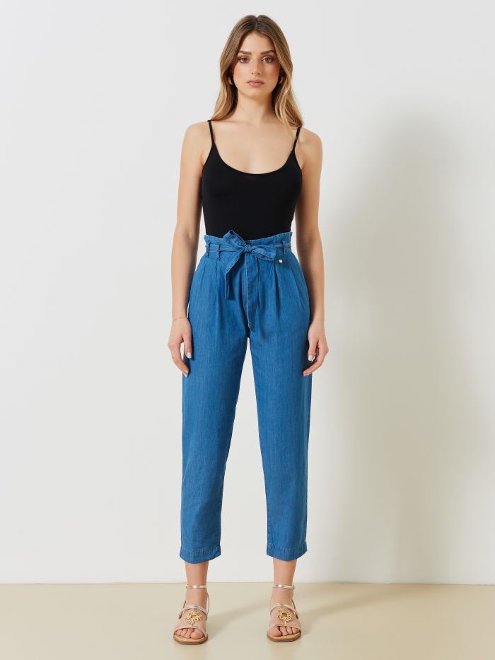 Pantaloni Denim con Fiocco   Rinascimento