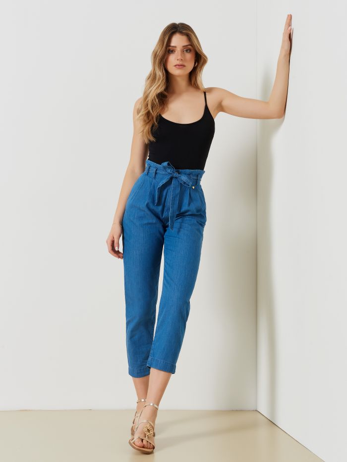 Pantaloni Denim con Fiocco   Rinascimento