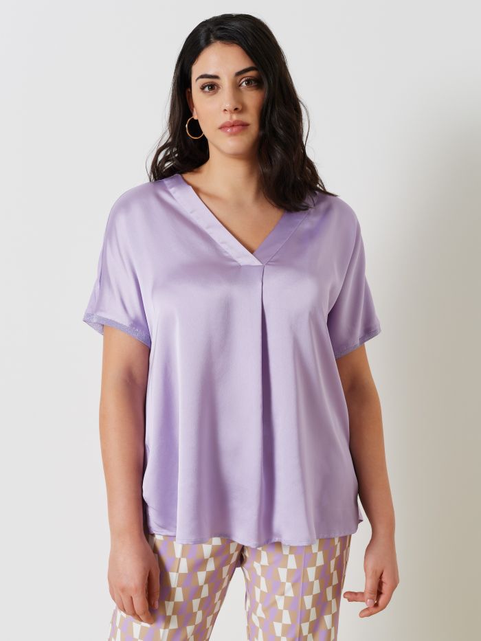 Blusa Curvy Scollo a V in Raso  Rinascimento