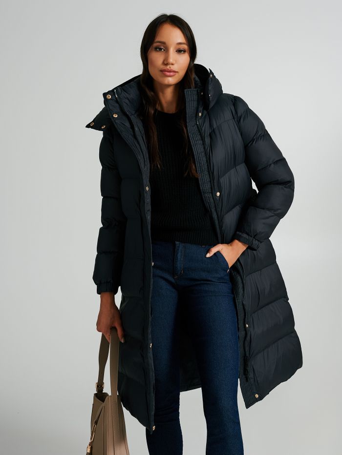 Medium Repreve® down jacket with belt  Rinascimento
