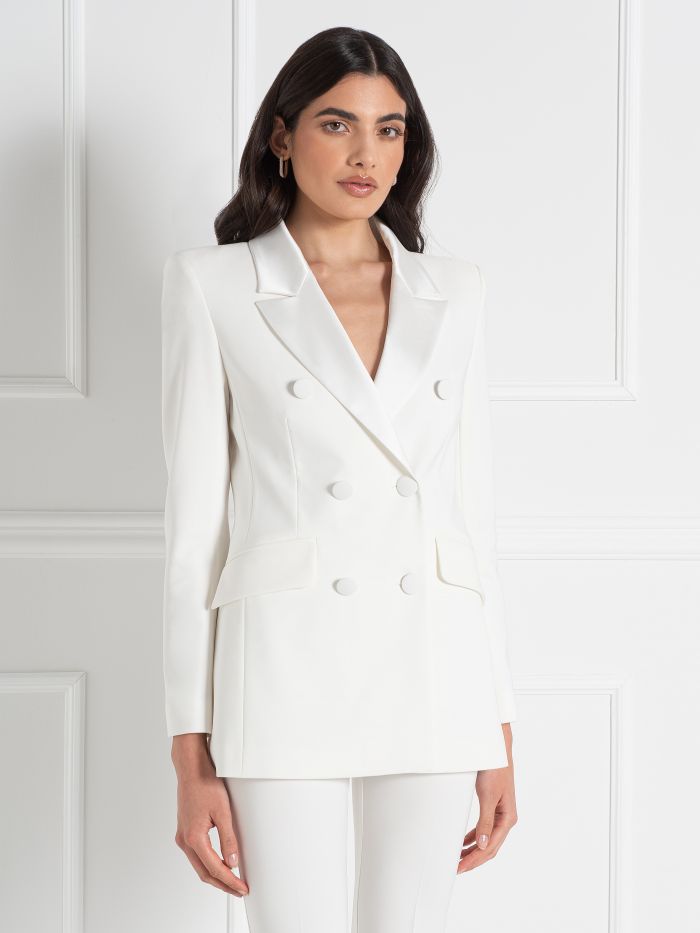 Bridal Collection Long Jacket with Lapels in Satin  Rinascimento