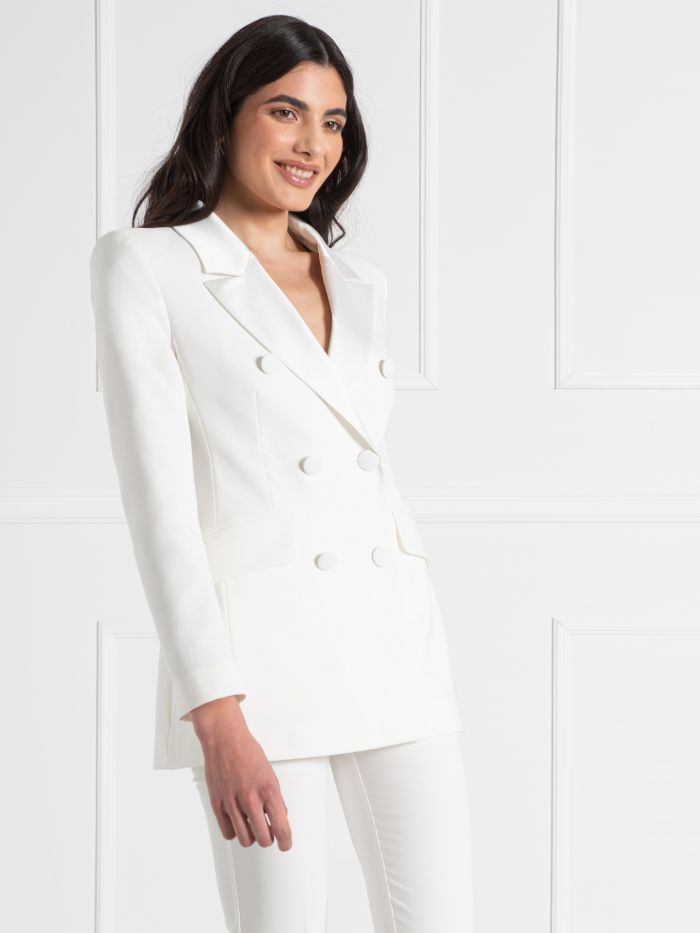 Bridal Collection Long Jacket with Lapels in Satin  Rinascimento