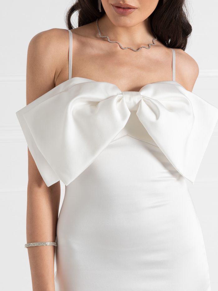 Bridal Collection Long Satin Dress with Bow  Rinascimento
