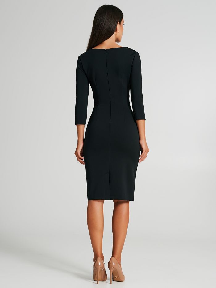 Milano-stitch sheath dress with gathered detail   Rinascimento