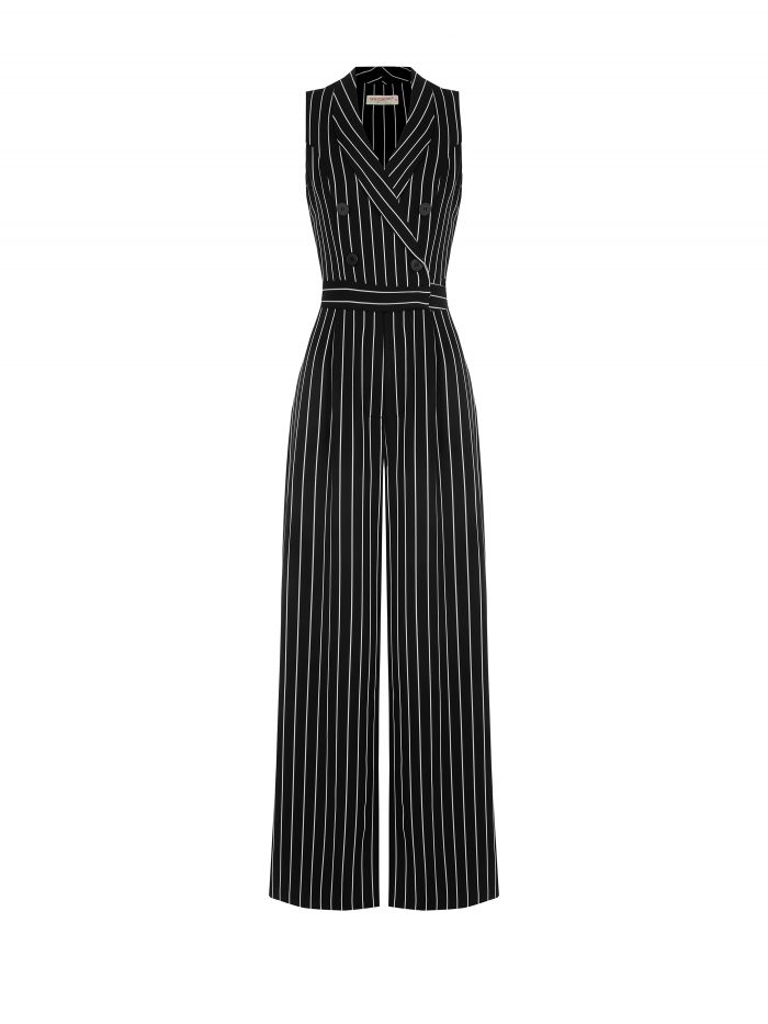Pinstriped jumpsuit with buttons   Rinascimento