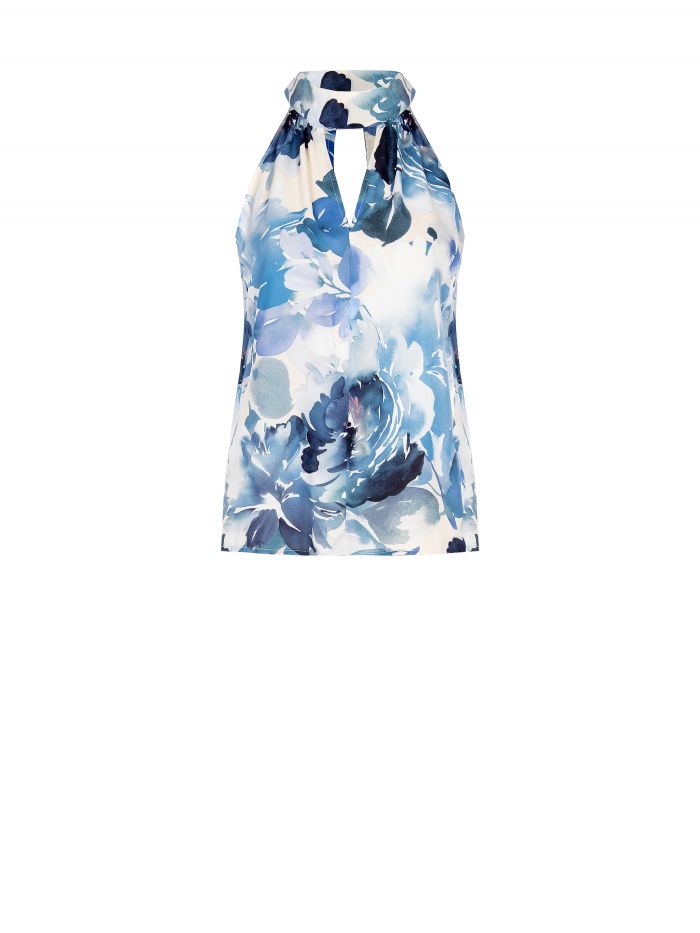 Top in raso con fantasia a fiori  Rinascimento