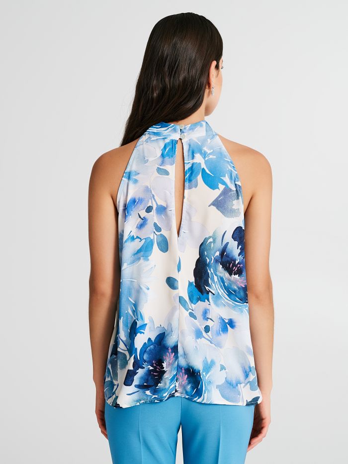Top in raso con fantasia a fiori  Rinascimento