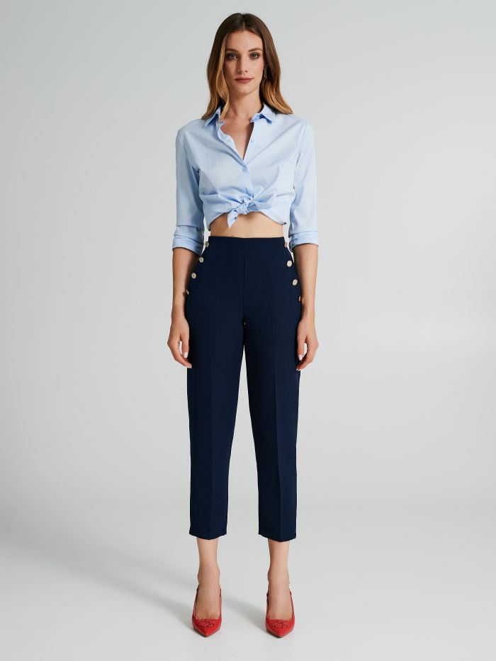 Trousers with 6 buttons in technical fabric   Rinascimento