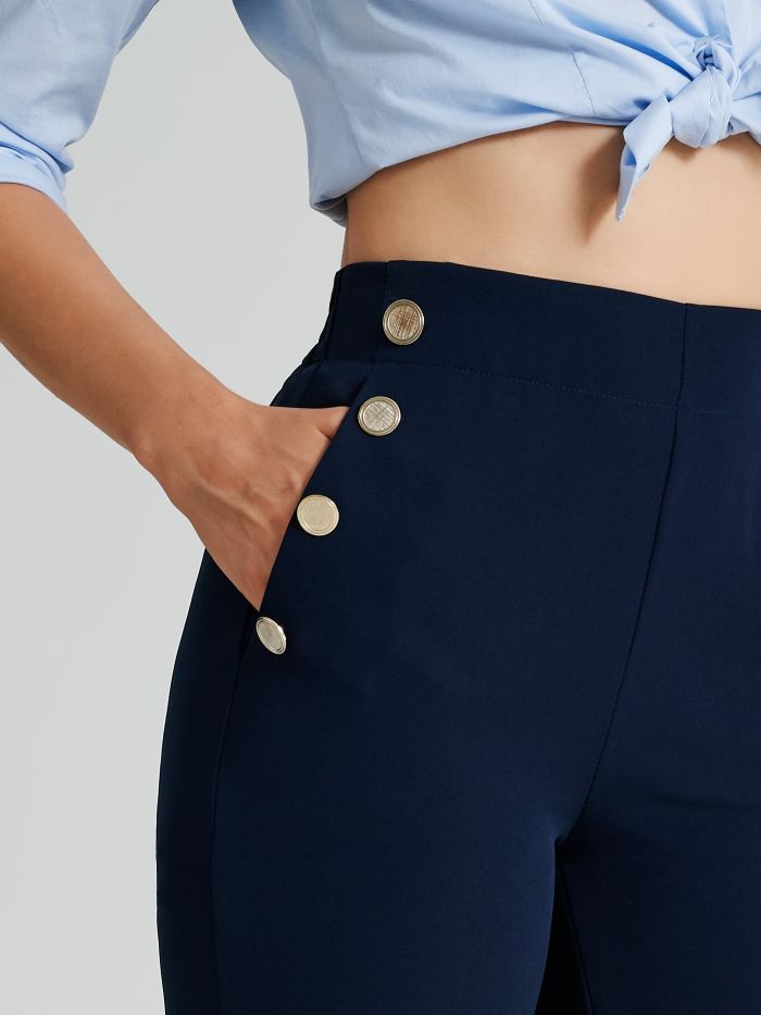 Trousers with 6 buttons in technical fabric   Rinascimento