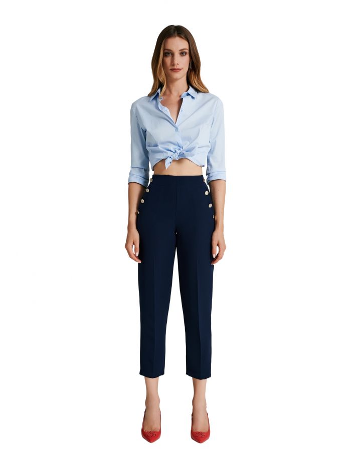 Trousers with 6 buttons in technical fabric   Rinascimento