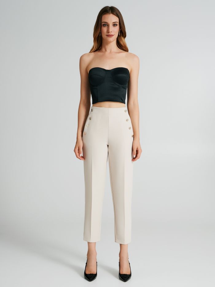 Trousers with 6 buttons in technical fabric   Rinascimento