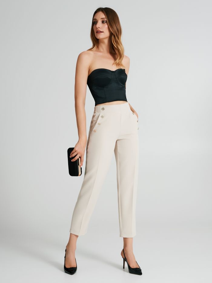 Trousers with 6 buttons in technical fabric   Rinascimento