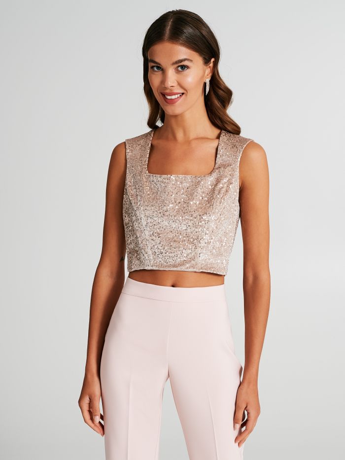 Crop top velluto con paillettes  Rinascimento