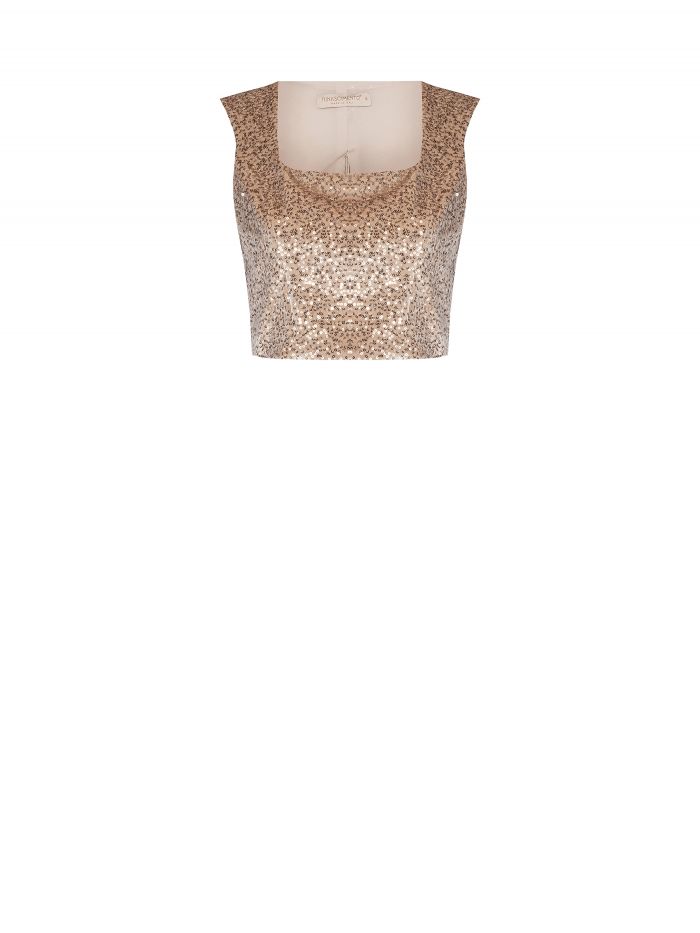 Crop top velluto con paillettes  Rinascimento