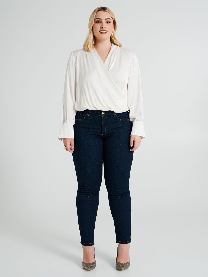 Jeans Curvy dritto con strass  Rinascimento